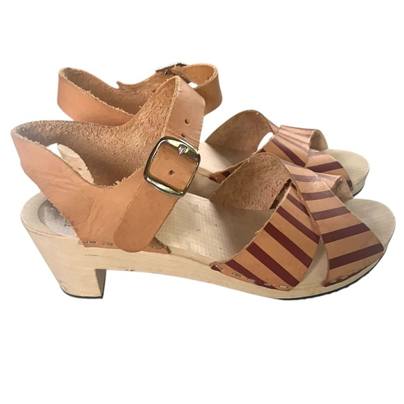 Anthropologie Terhi Polkki‎ Sandal Clogs Striped Size 39 8.5 - Picture 2 of 7